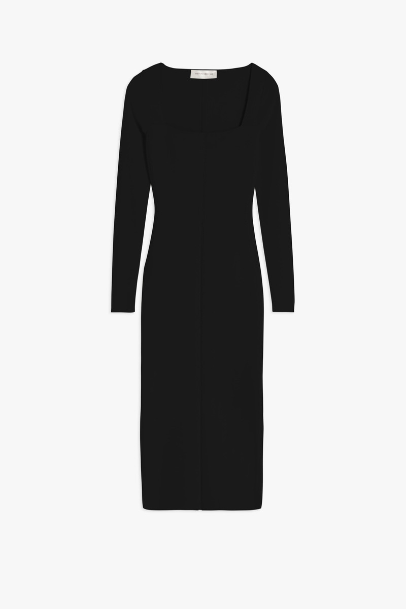 VB Body Fitted Square Neck Dress in Black 1