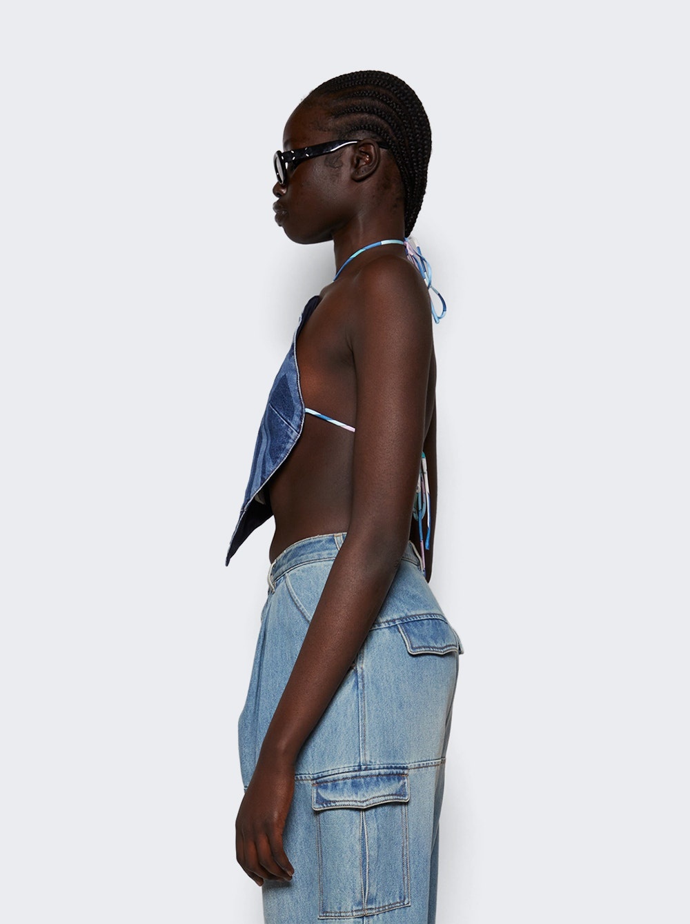 Denim Crop Top Blue Medio - 4