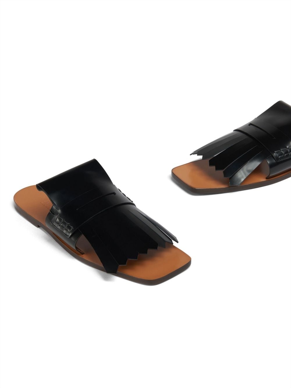 fringed leather flat sandals - 5