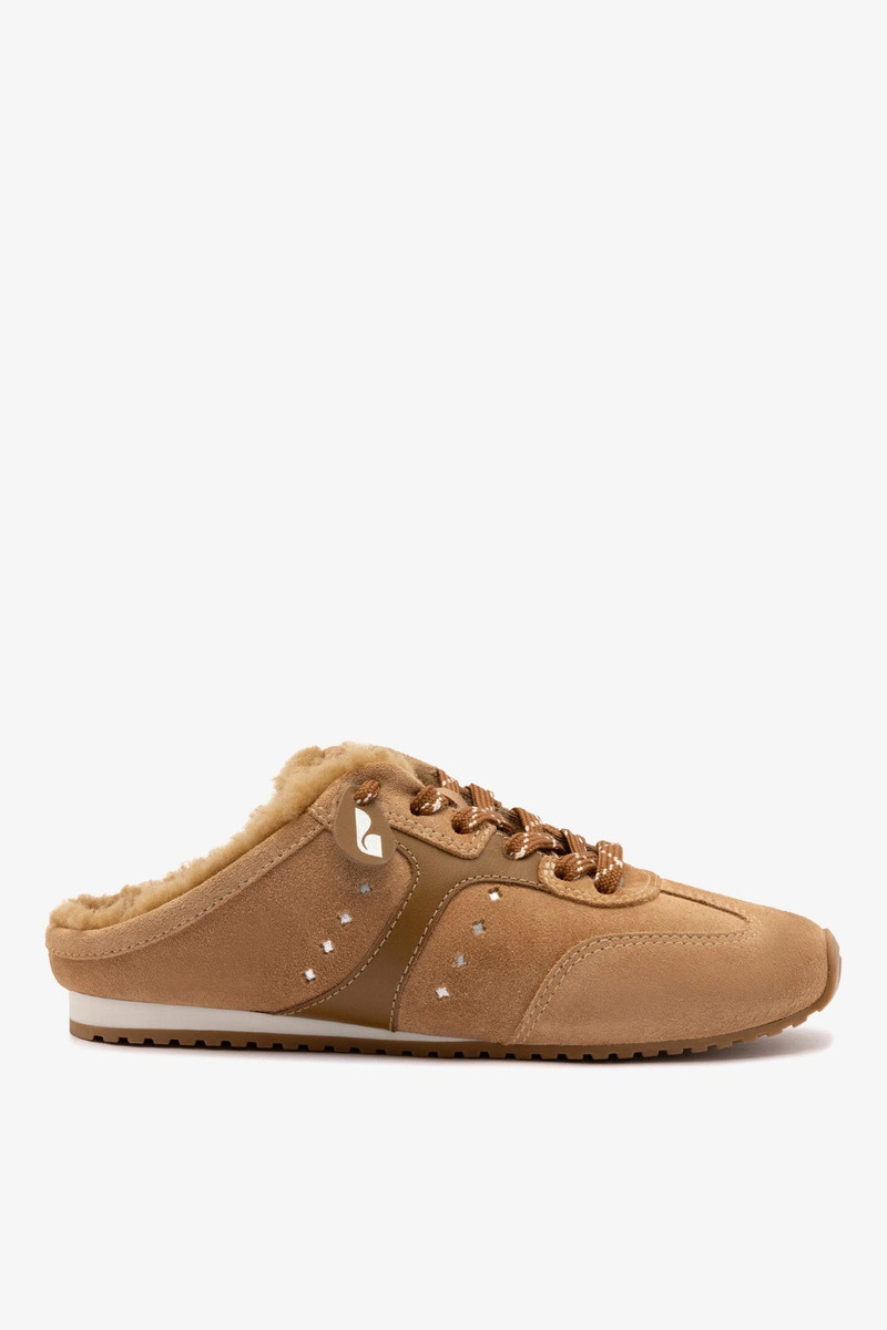 Stella Mule In Peanut Suede And Natural Shearling 1