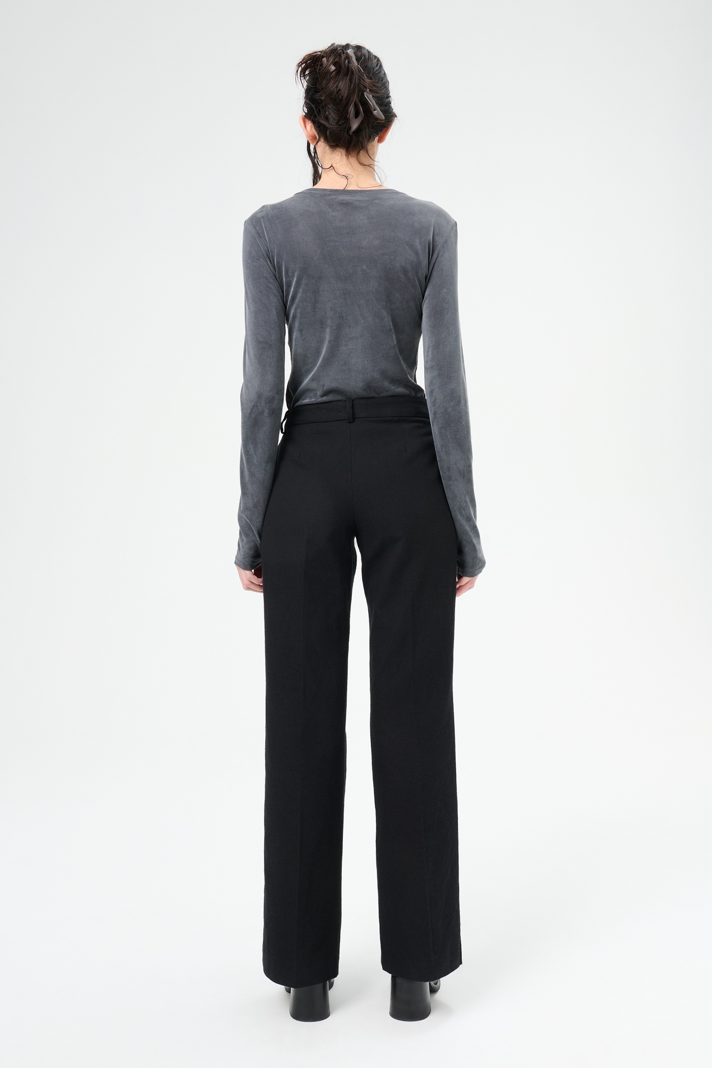Hip Trouser Draping Black Canvas - 6