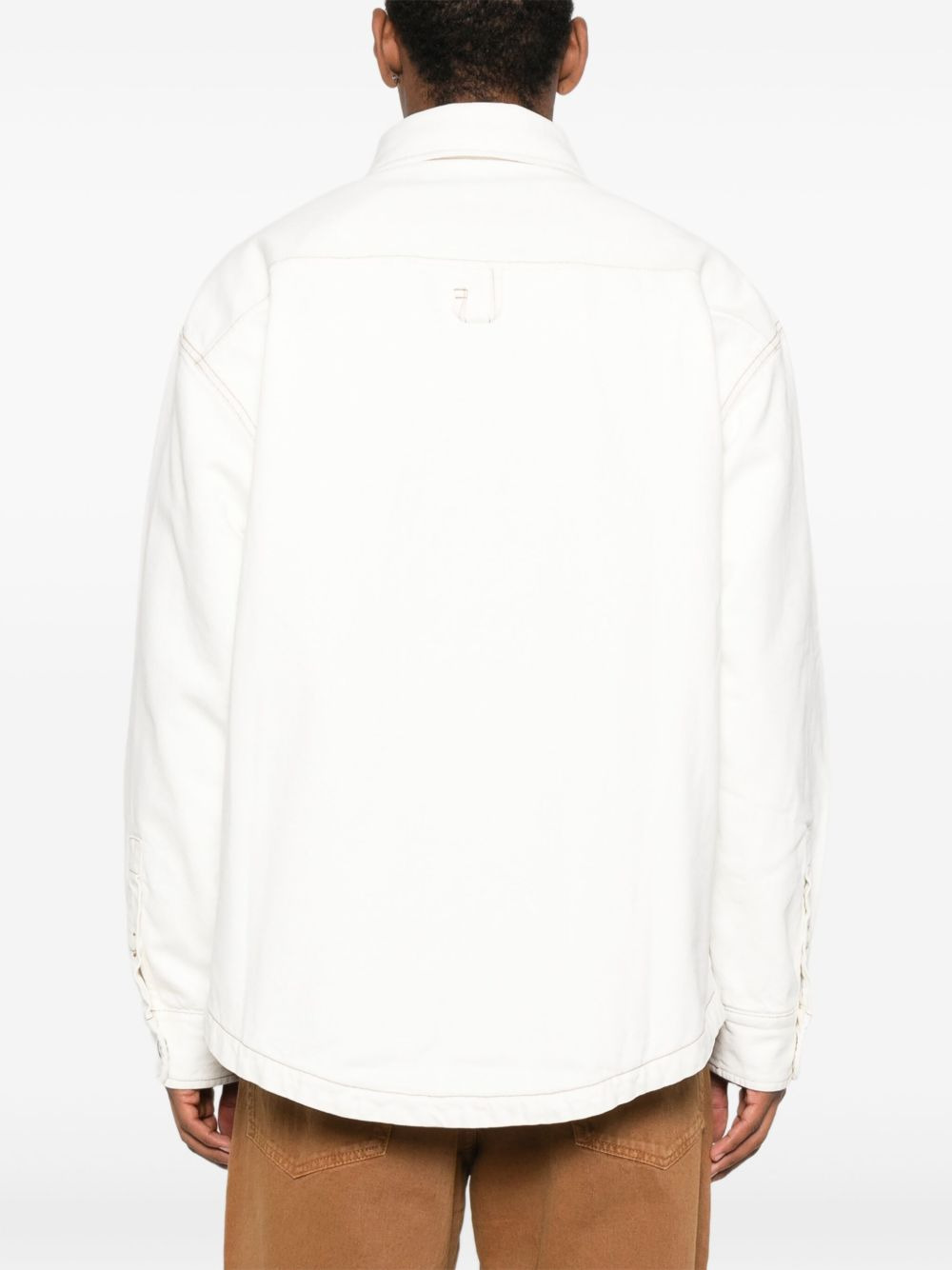 contrast-stitch shirt jacket - 4