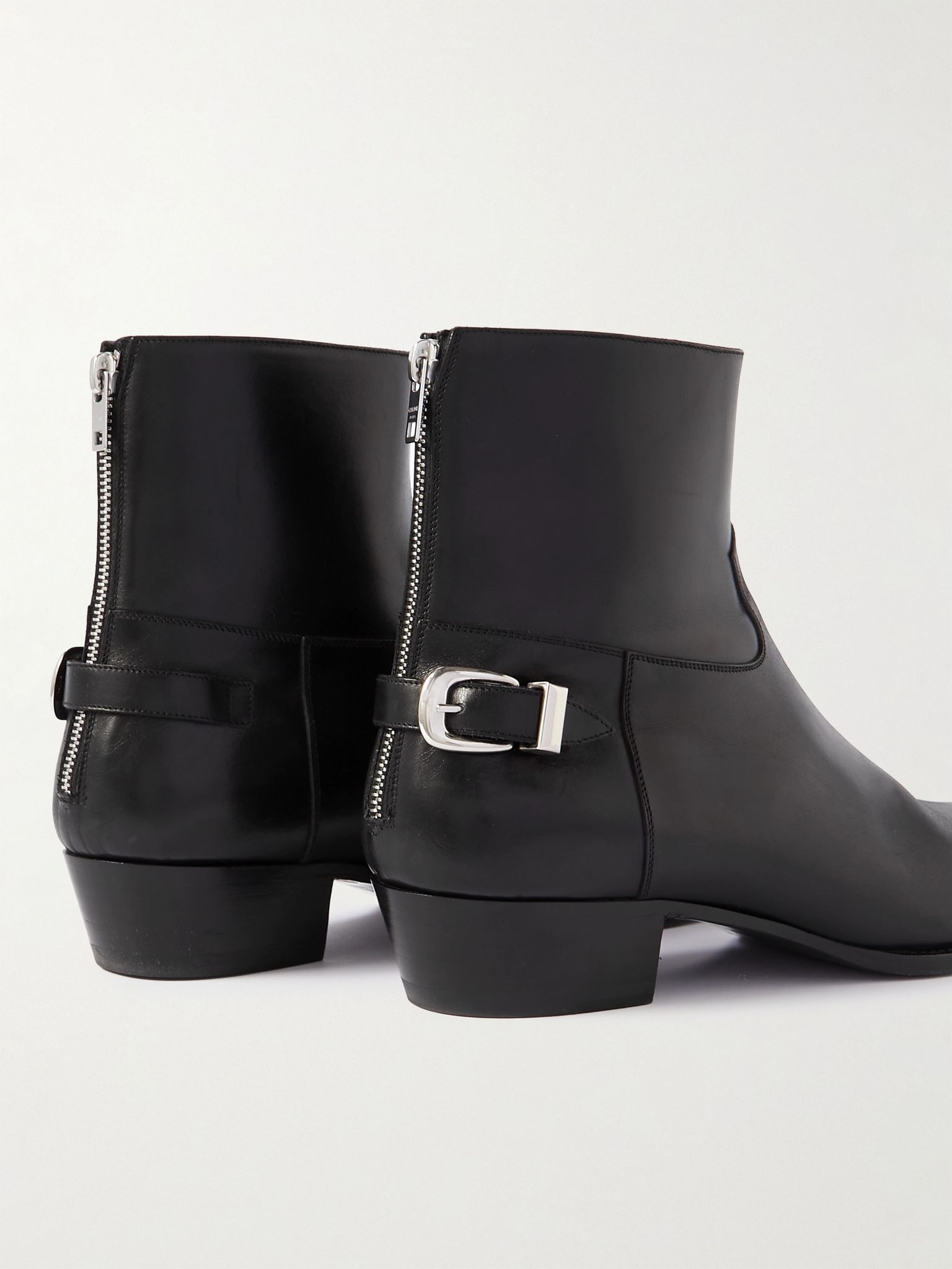 Drugstore Buckled Leather Ankle Boots Black - 5