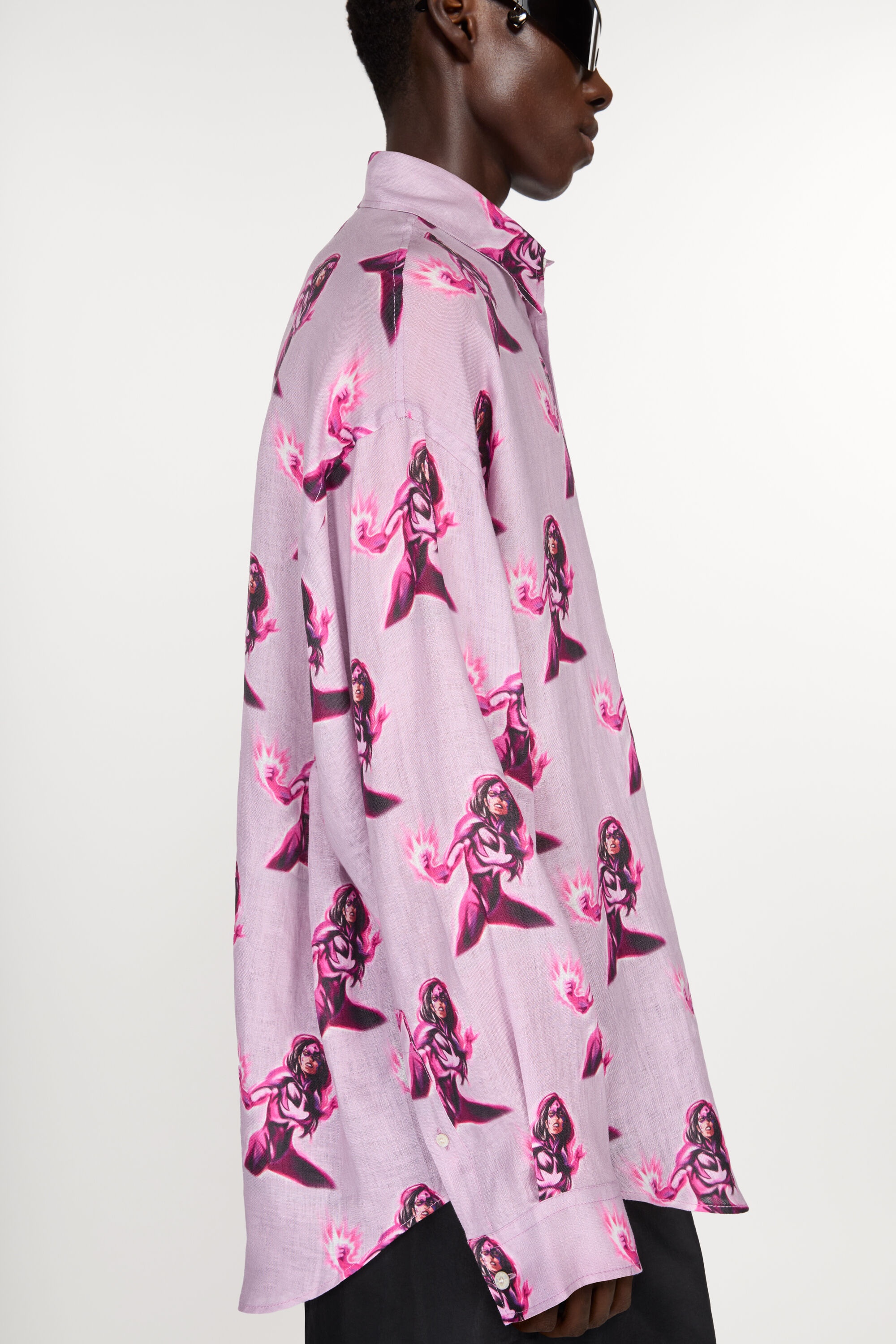 Button-up shirt printed - Pink - 4