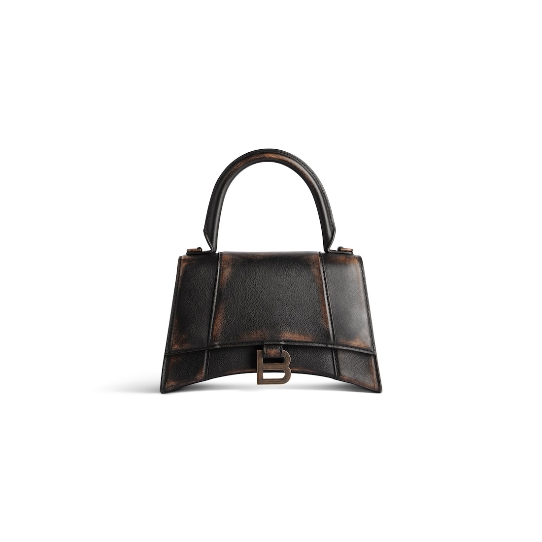 Women's Hourglass Small Handbag Used Effect in Brown - 1