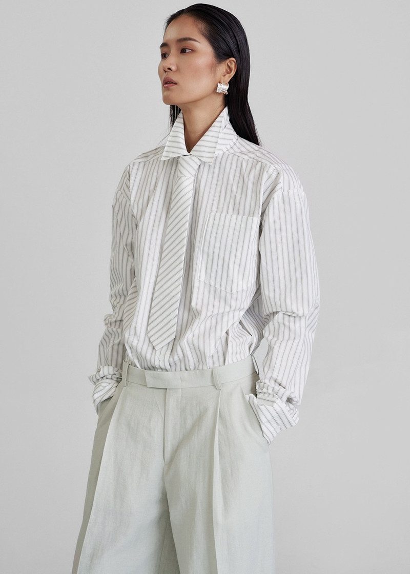 Connahy Tie Neck Shirt - White 1