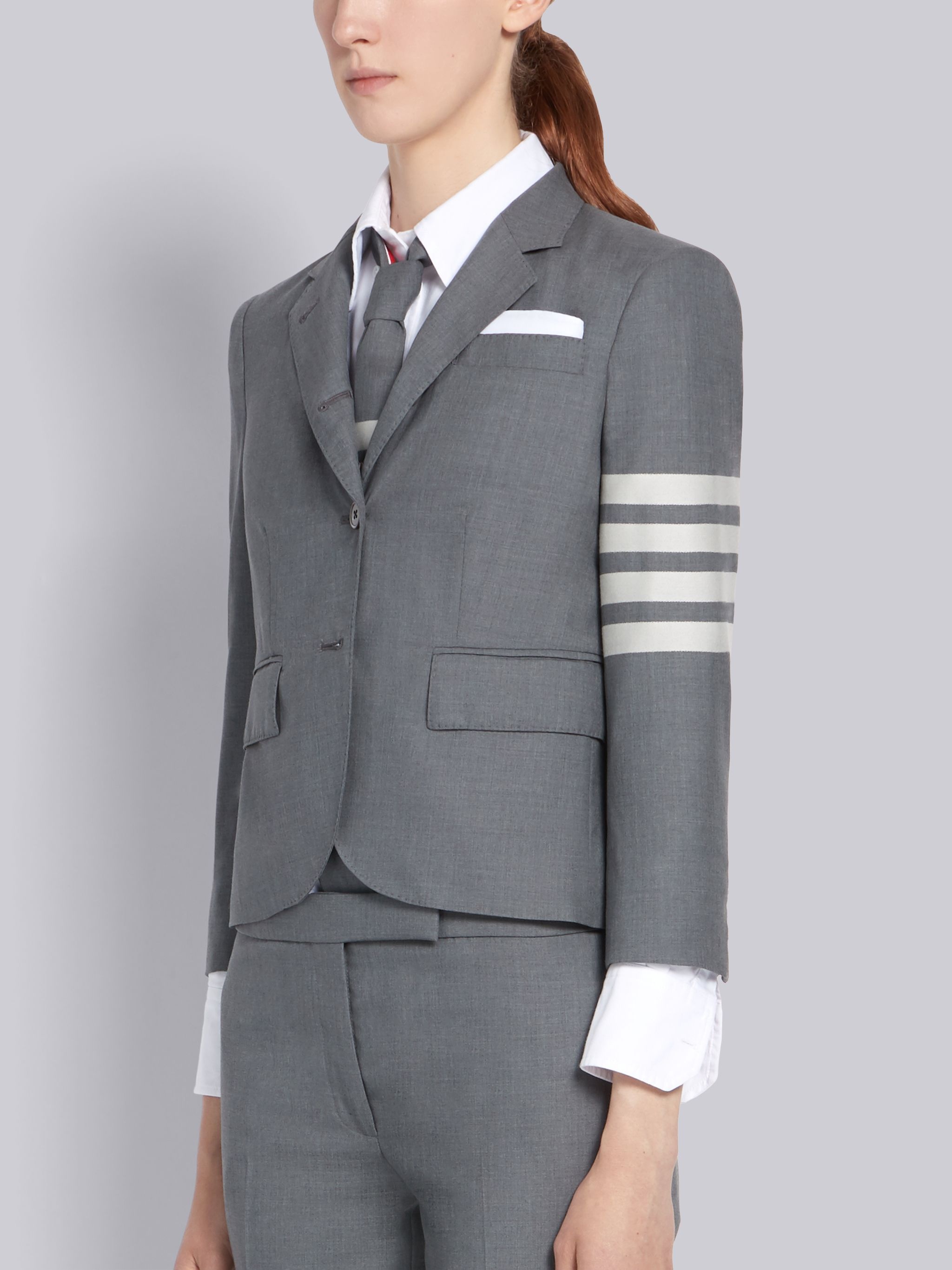 Medium Grey Plain Weave Suiting 4-Bar High Armhole Jacket - 2