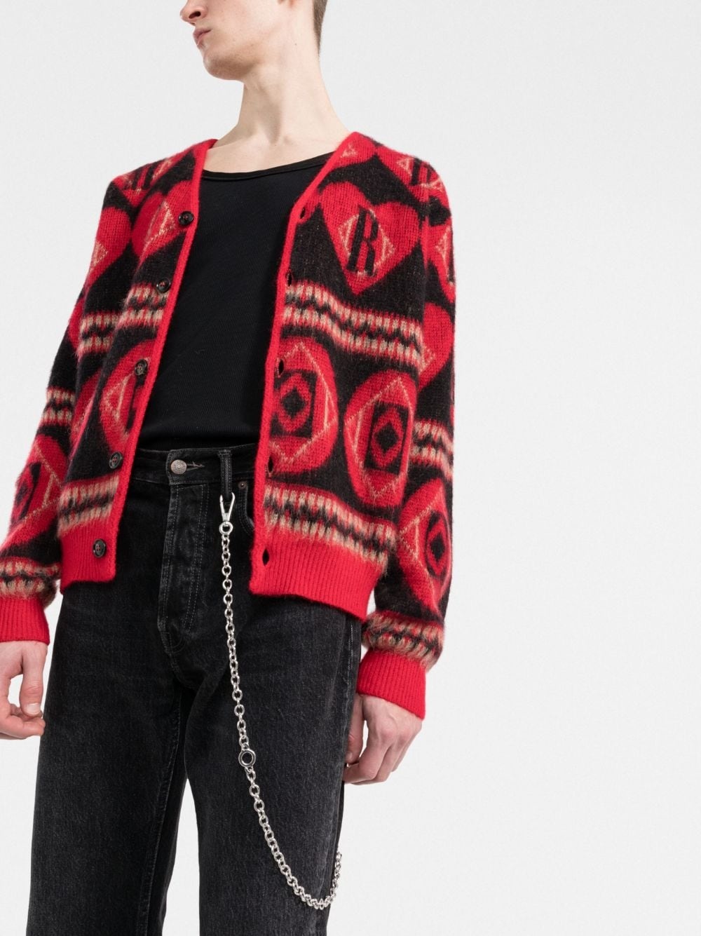 logo heart intarsia-knit cardigan - 3