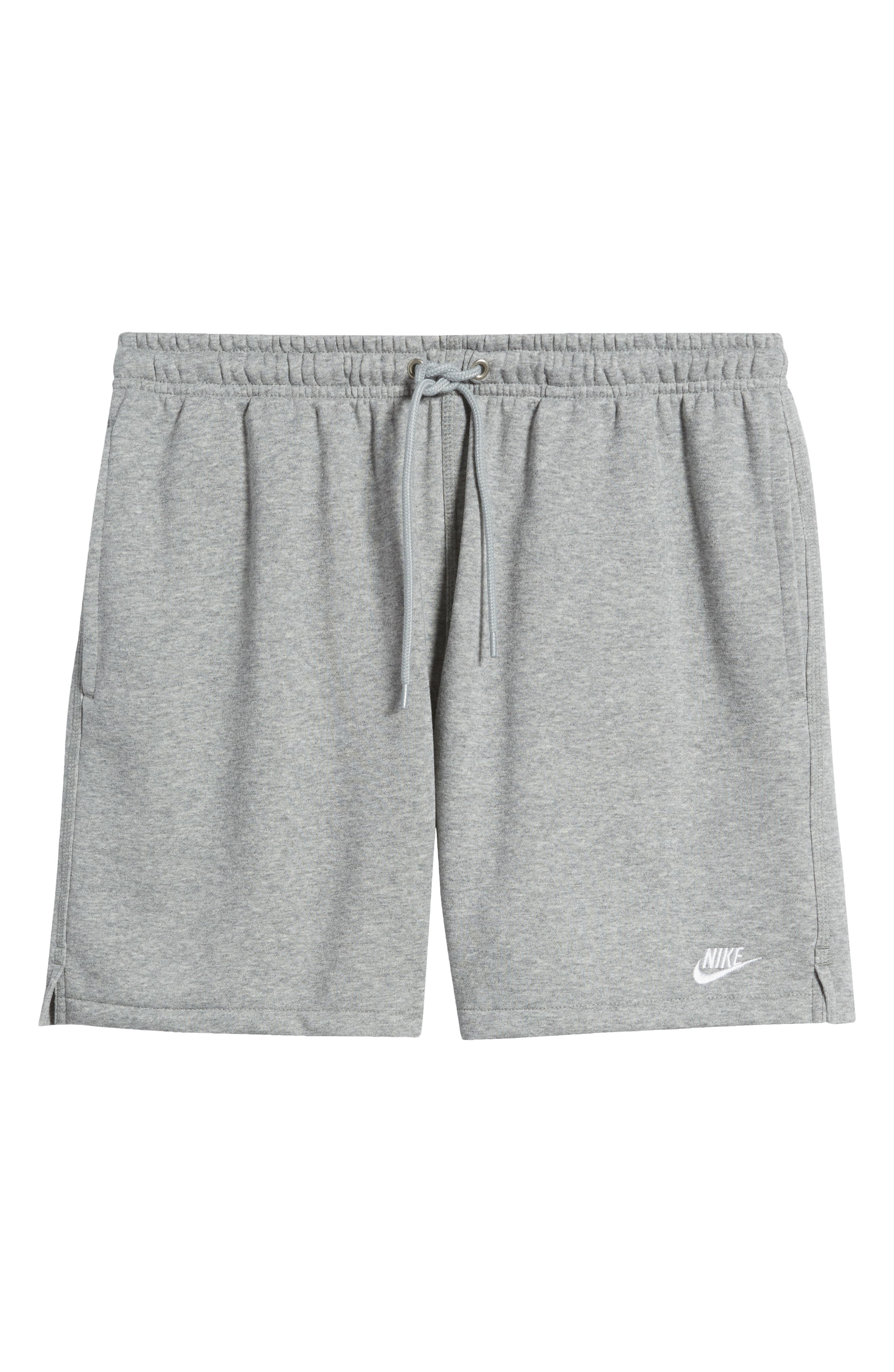 Nike Club French Terry Flow Shorts in Dark Grey Heather/Smoke Grey at Nordstrom - 6