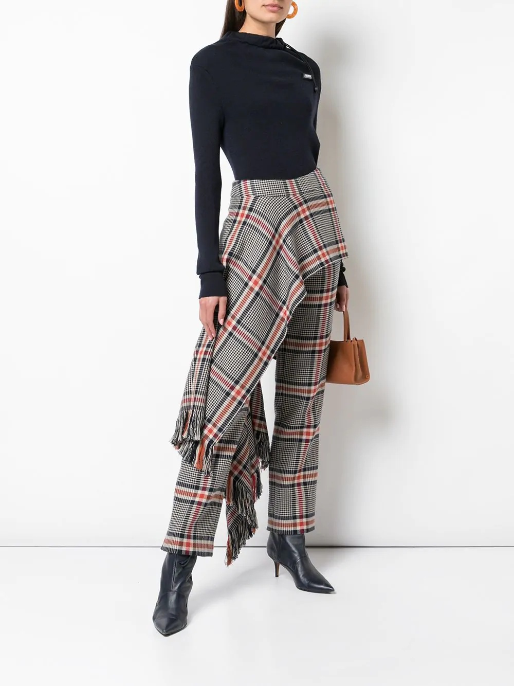 apron detail plaid trousers - 2