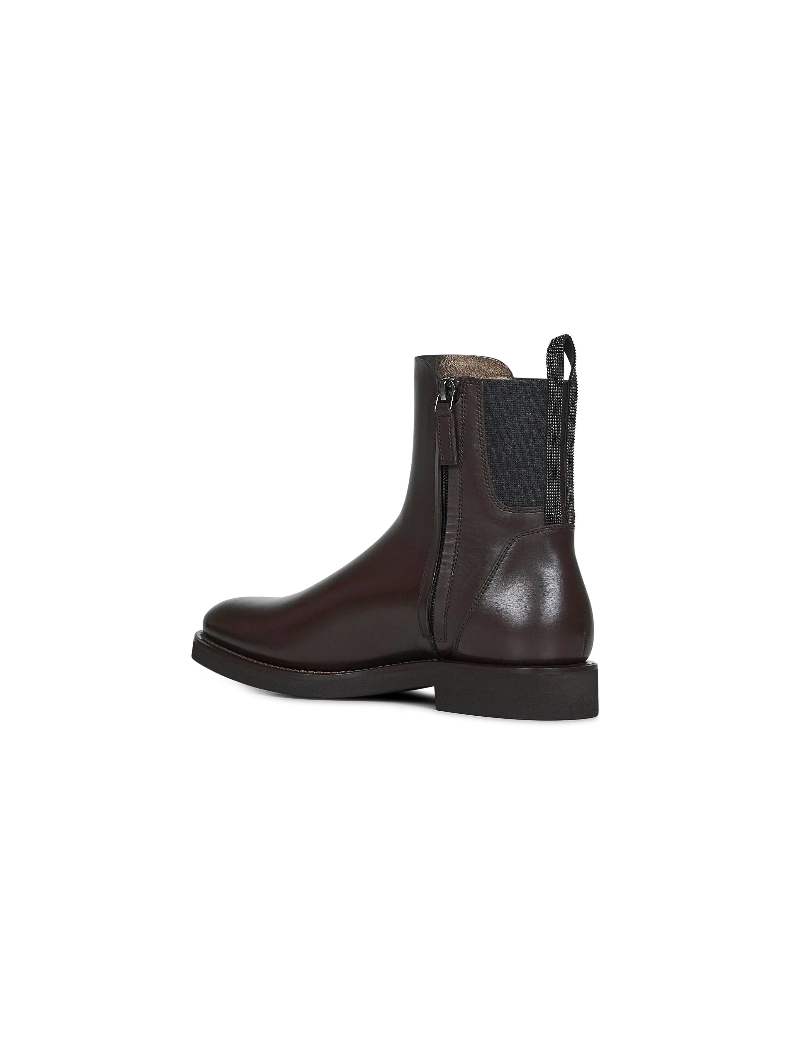 Brown leather Chelsea boots with monili - 3