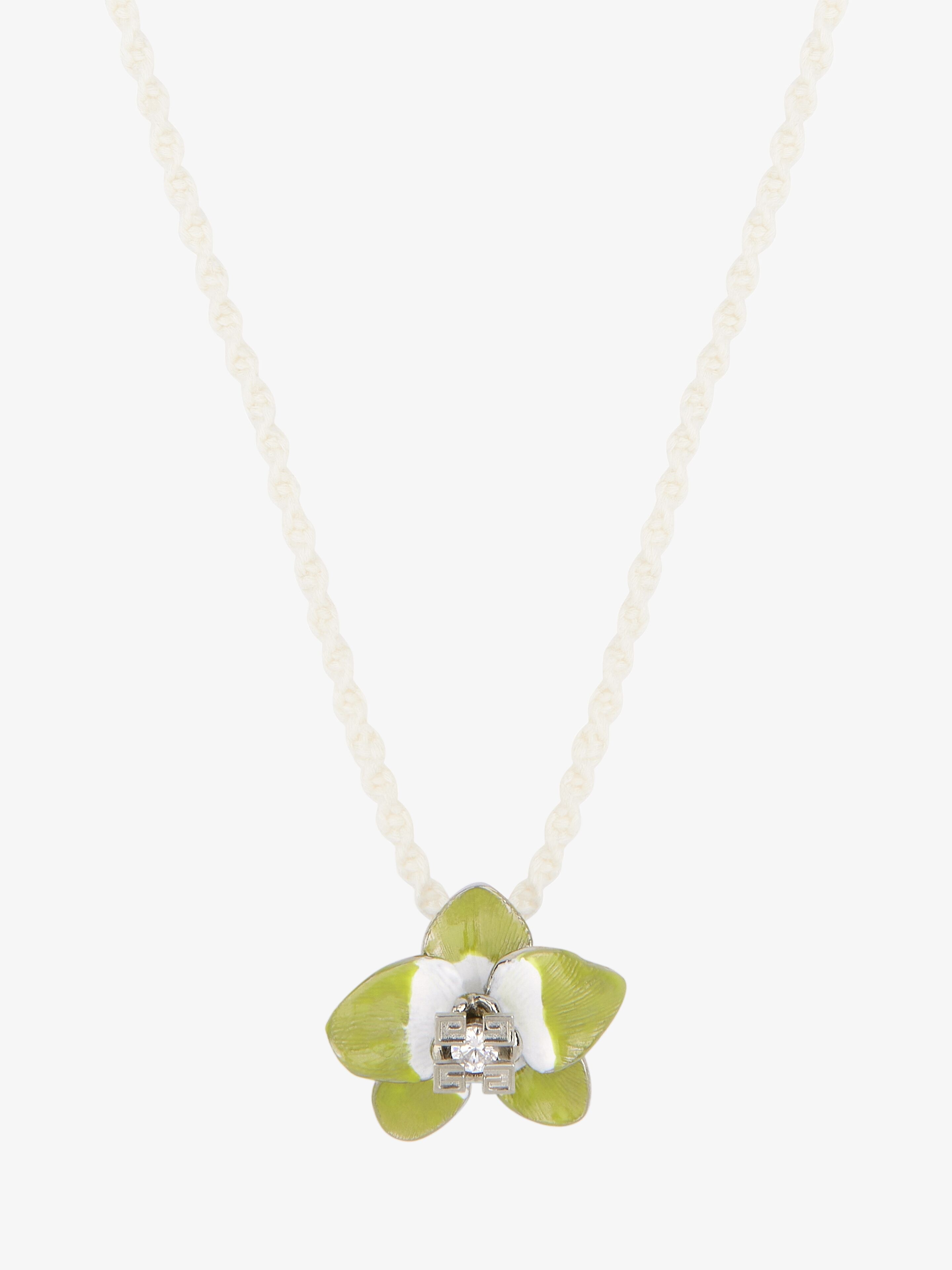 FLOWER NECKLACE IN METAL, ENAMEL, CRYSTAL AND MACRAME - 2