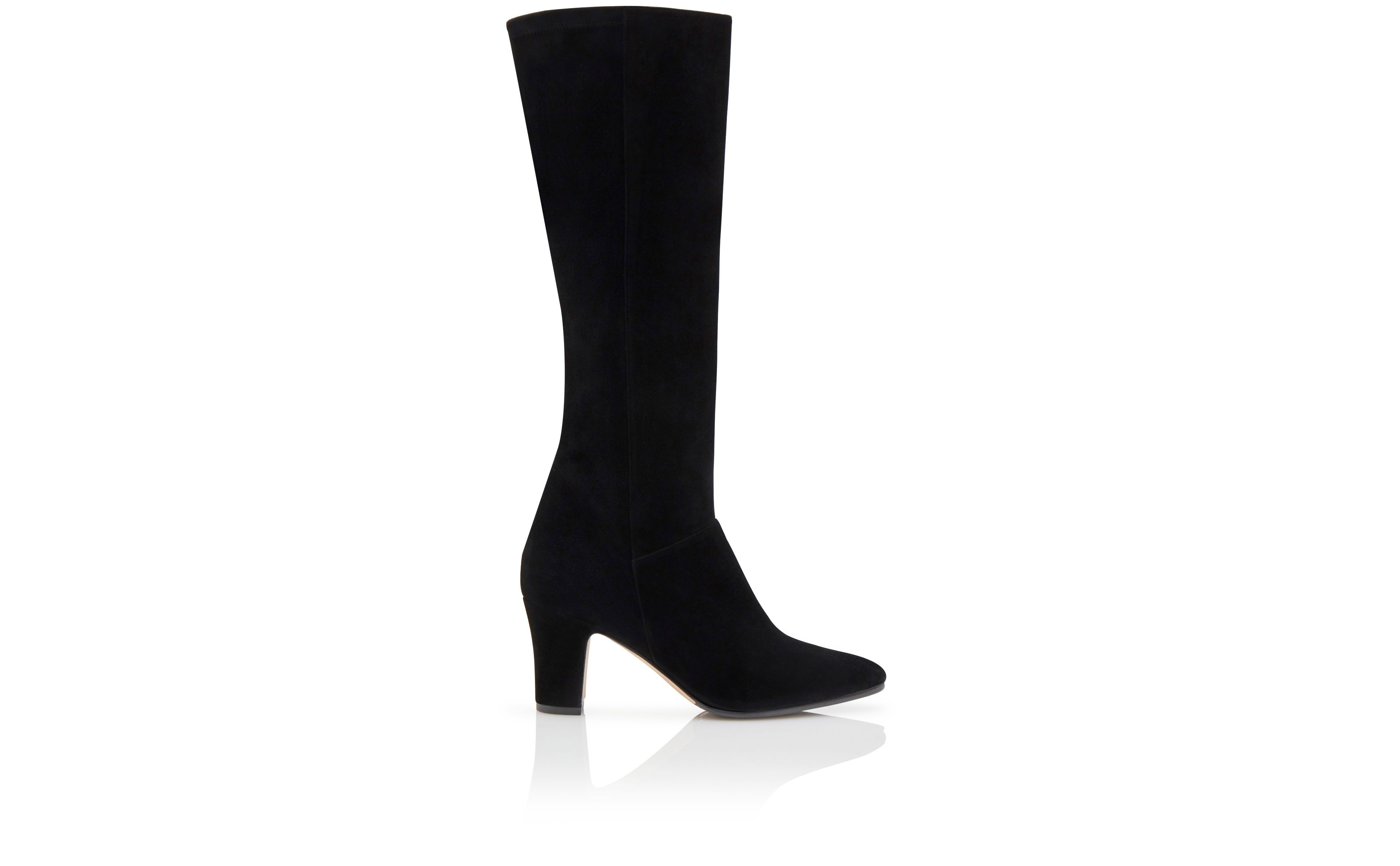 Manolo Blahnik Black Suede Knee High Boots | REVERSIBLE