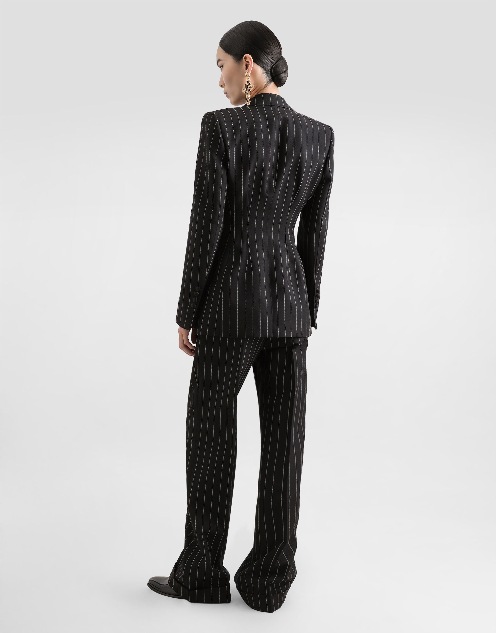 Double-breasted pinstripe wool jacket - 3