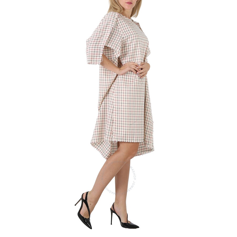 Maison Margiela Ladies Ecru All-Over Checkered Shirt Dress - 6
