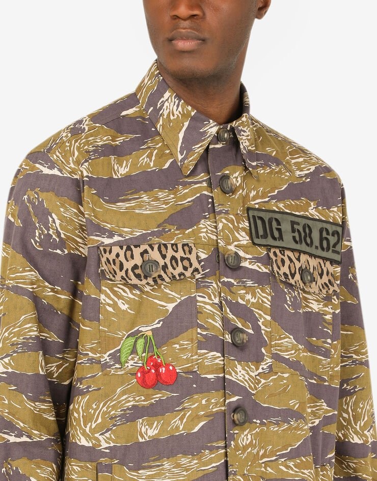 Camouflage-print cotton shirt with patch - 4