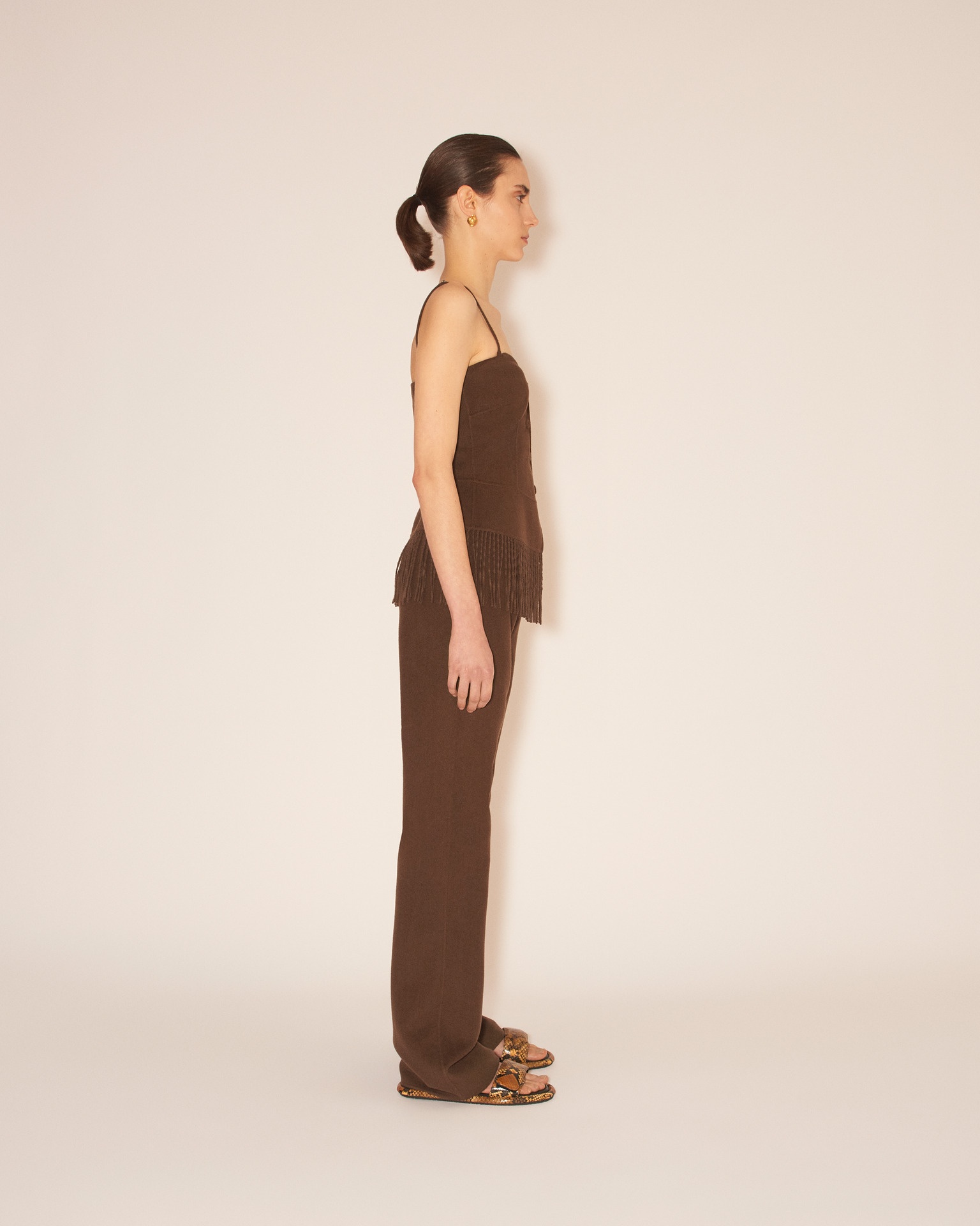 BYA - High waisted straight pants - Soil - 3