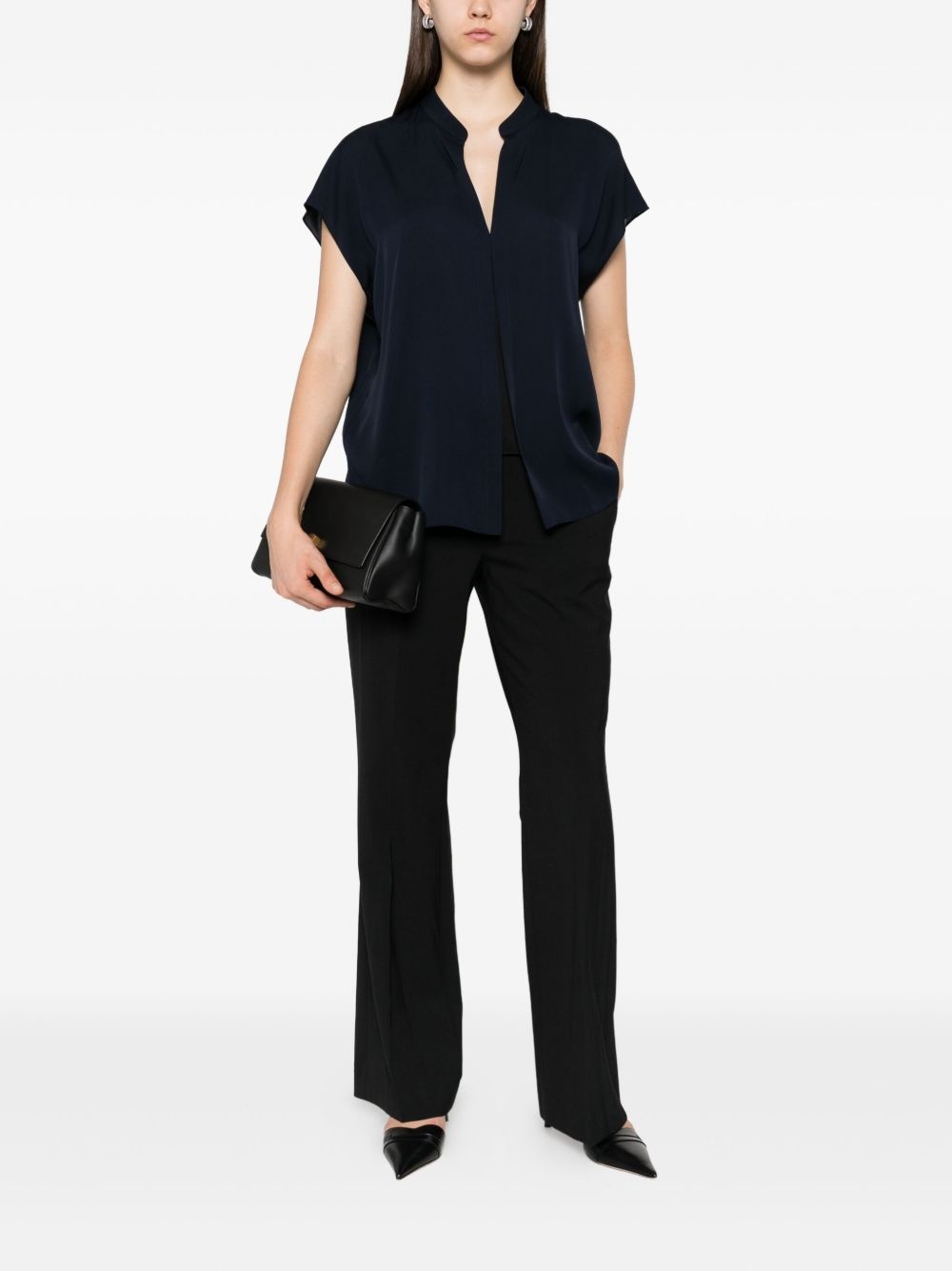 v-neck short-sleeve blouse - 2