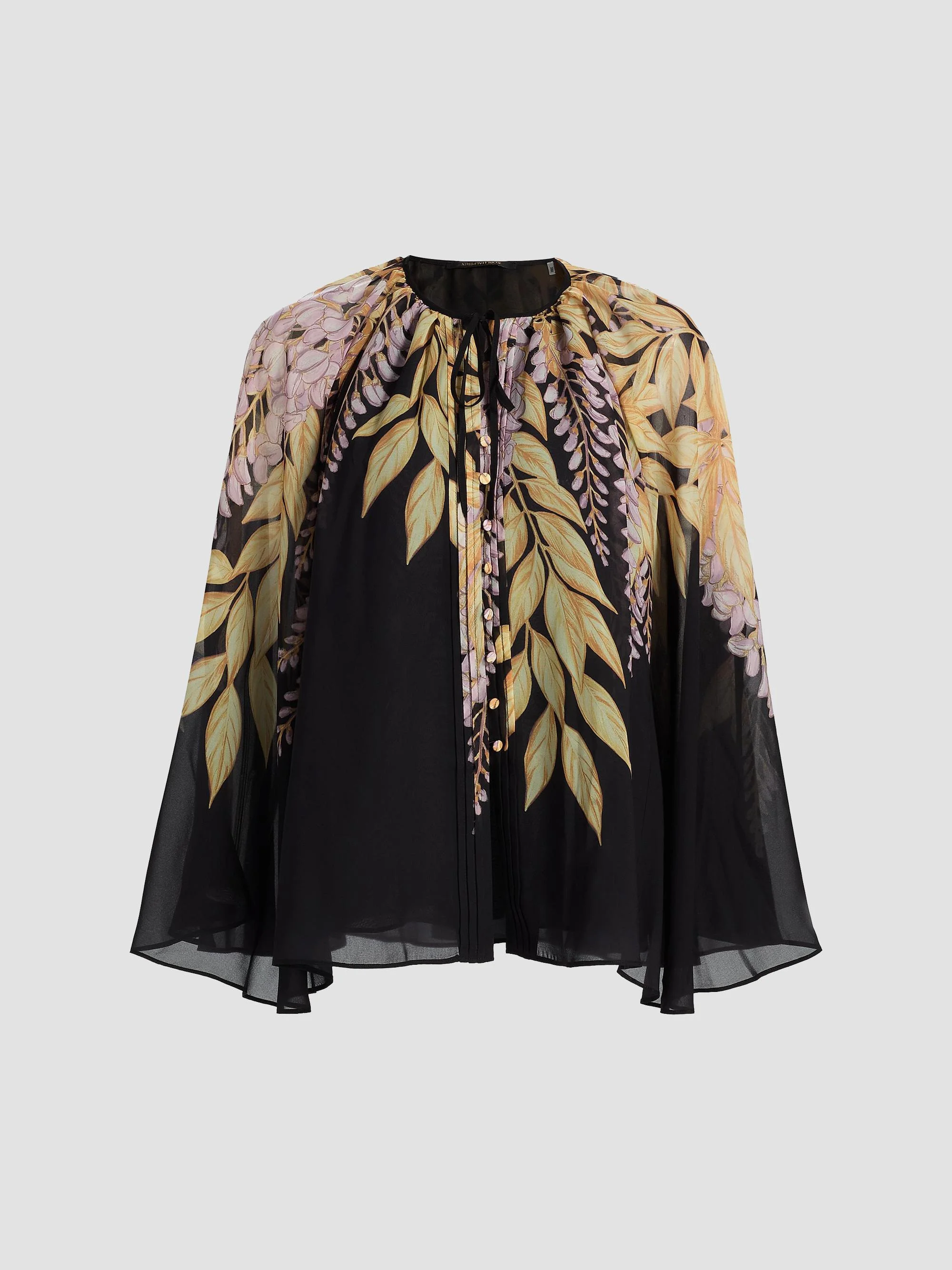 Women's Cara Leaves Blouse - Black Pink - 1