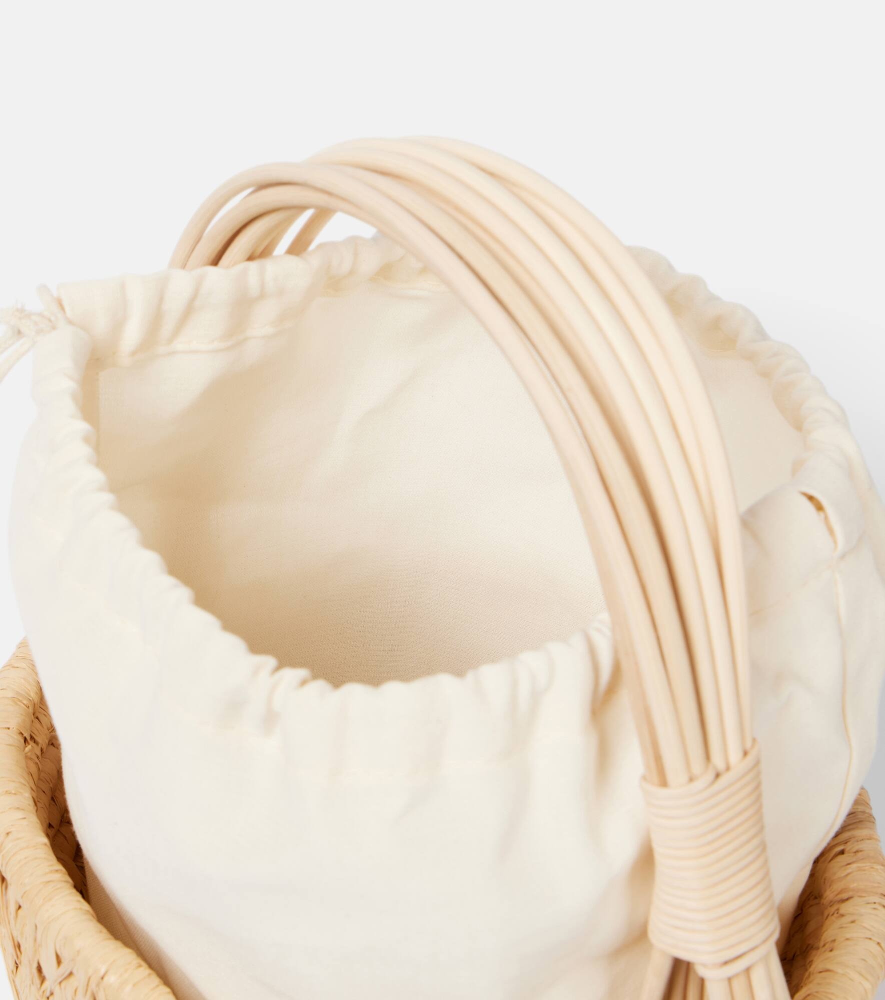 Hay rattan-trimmed straw basket bag - 3