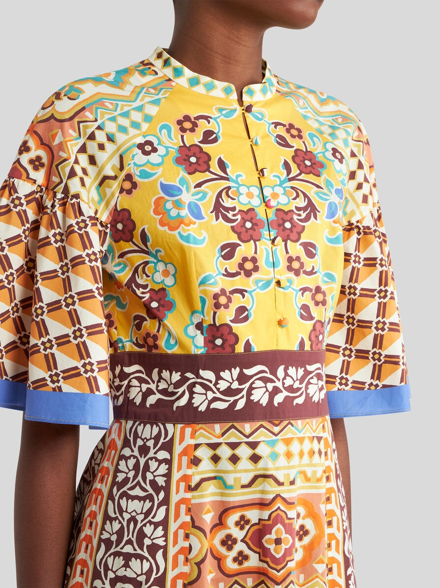 LONG PRINTED POPLIN DRESS - 2