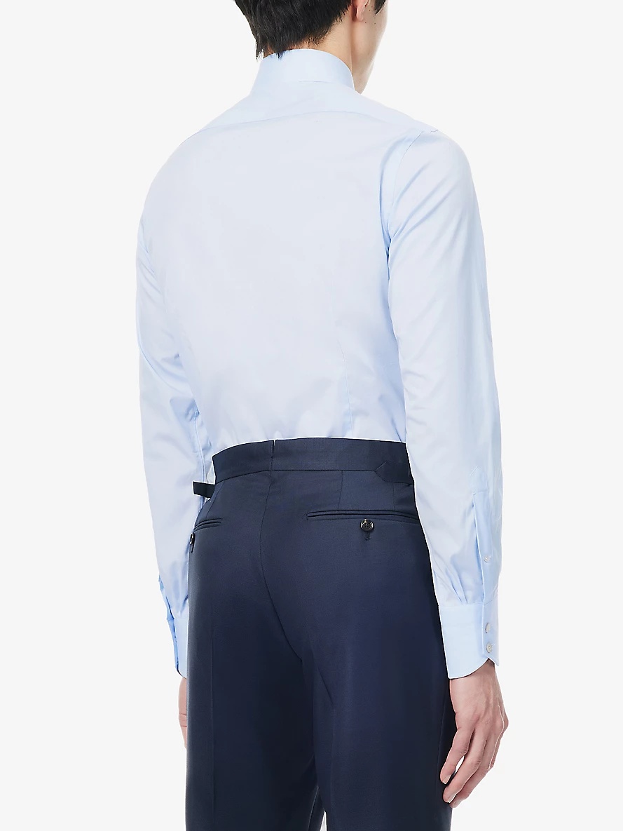 Straight-point-collar slim-fit cotton-poplin shirt - 4