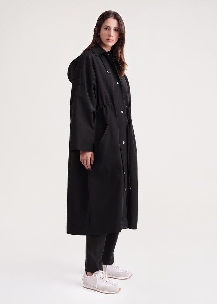 Hooded drawstring parka black - 3