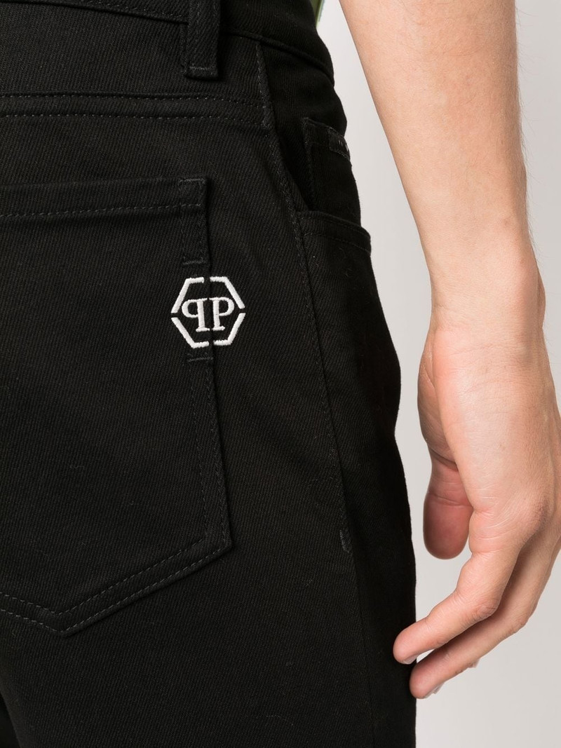 embroidered-logo 직 다리 청바지 5