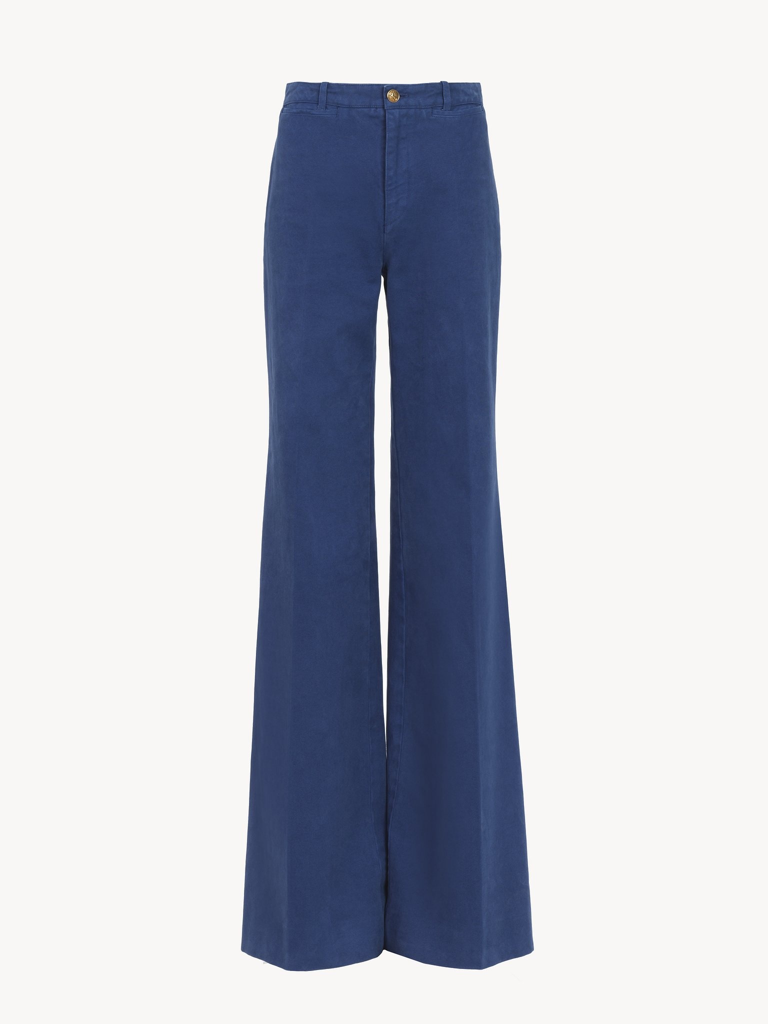 FLARED TAILORED PANTS IN COTTON CANVAS - 2