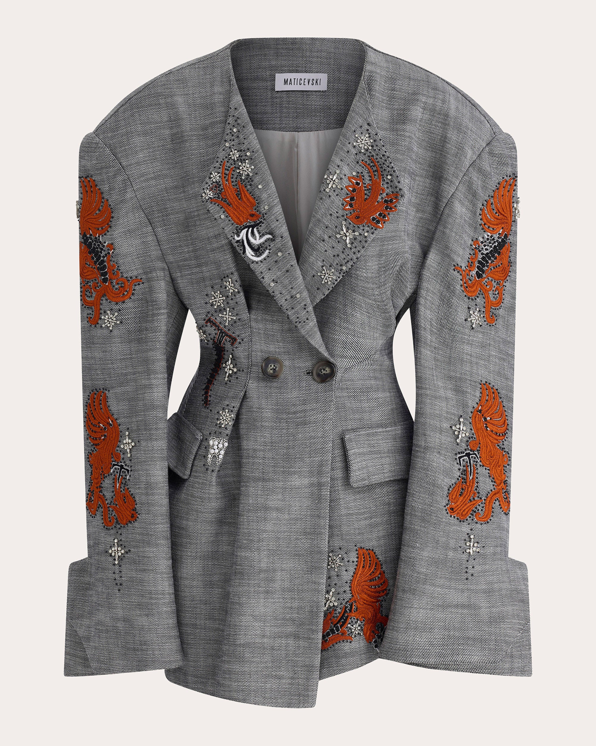 Reciprocate Embroidered Cotton Blazer - 1