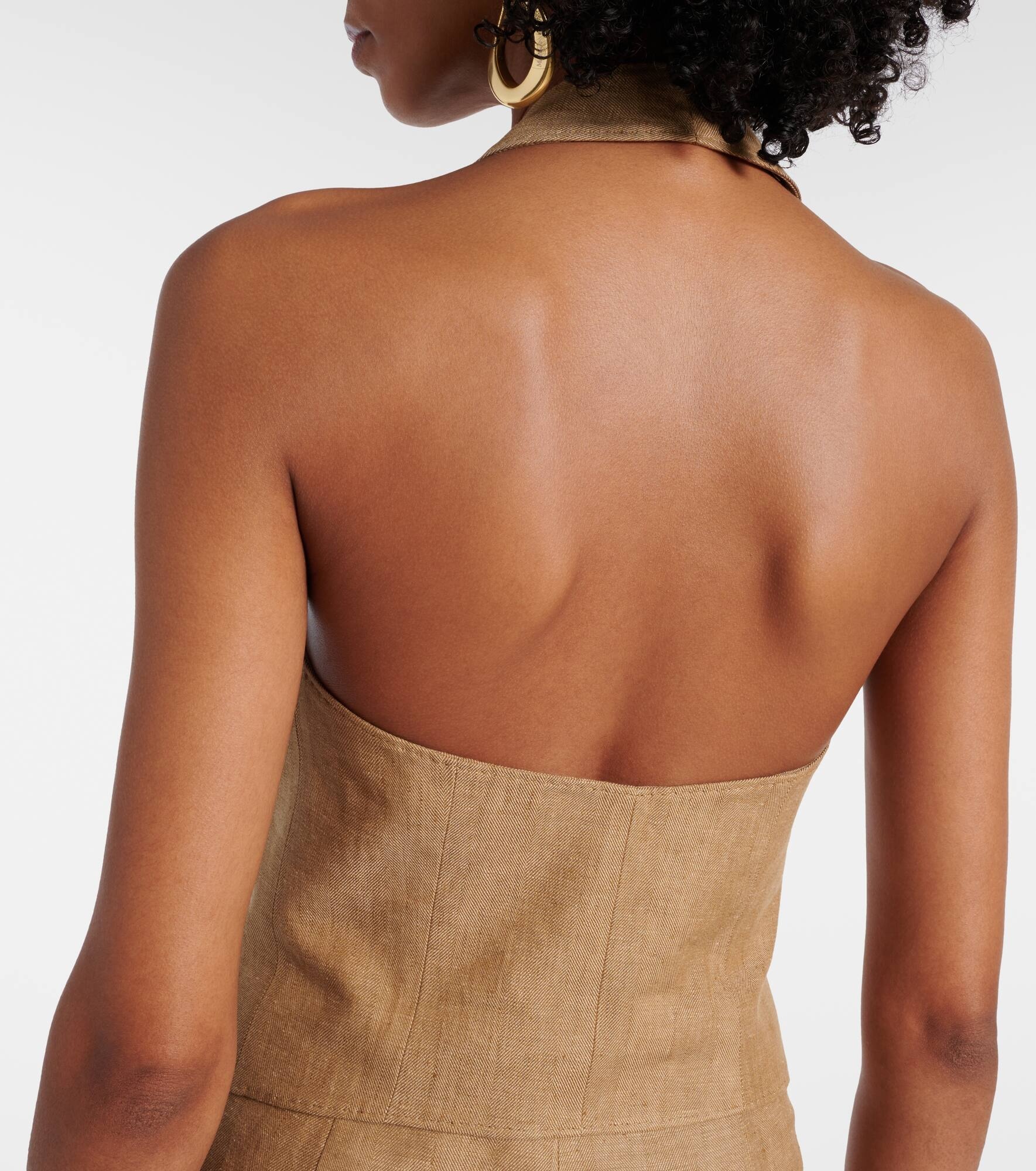 Sauro open-back linen vest - 5