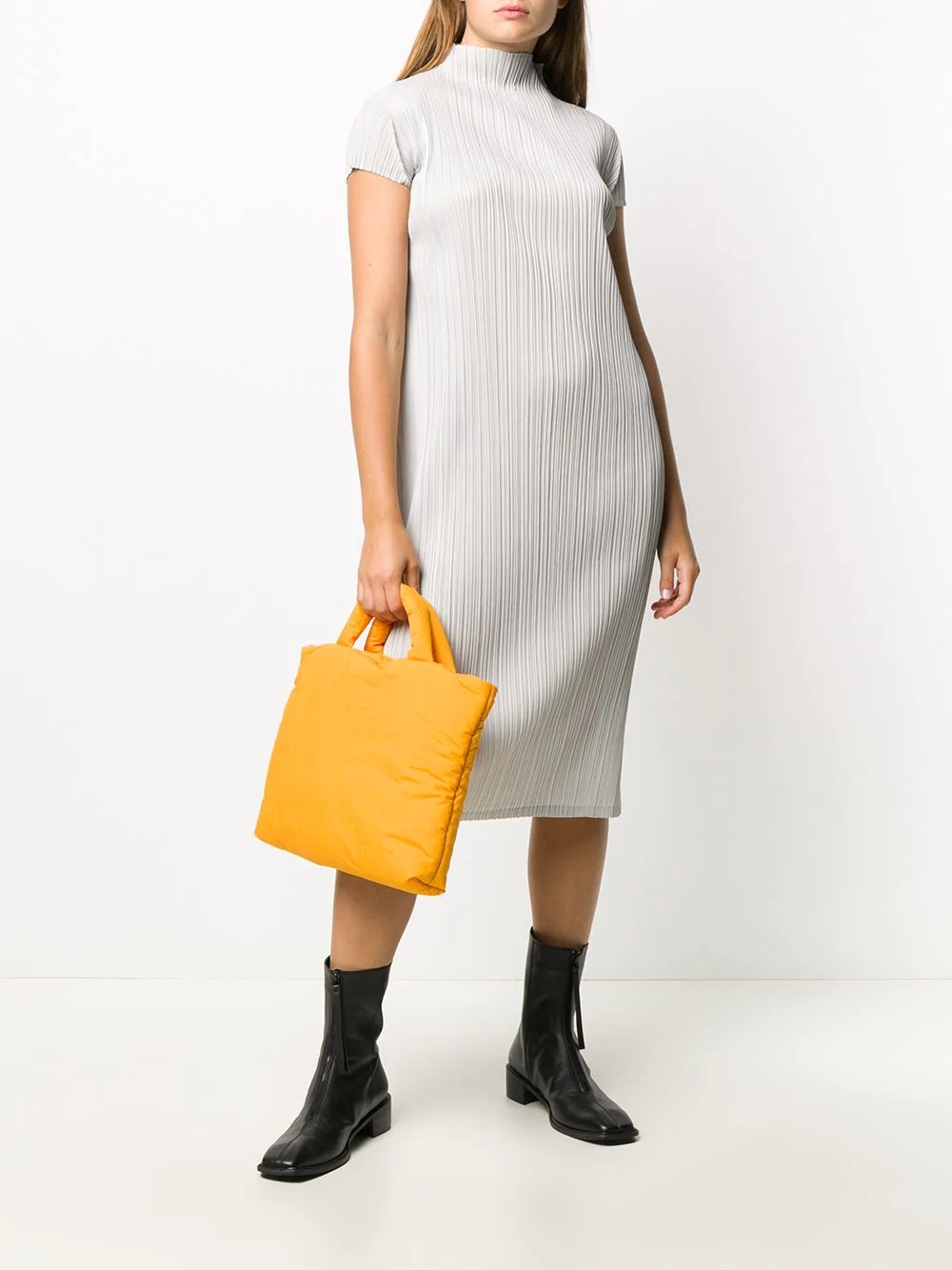 pleated high-neck midi dress - 2