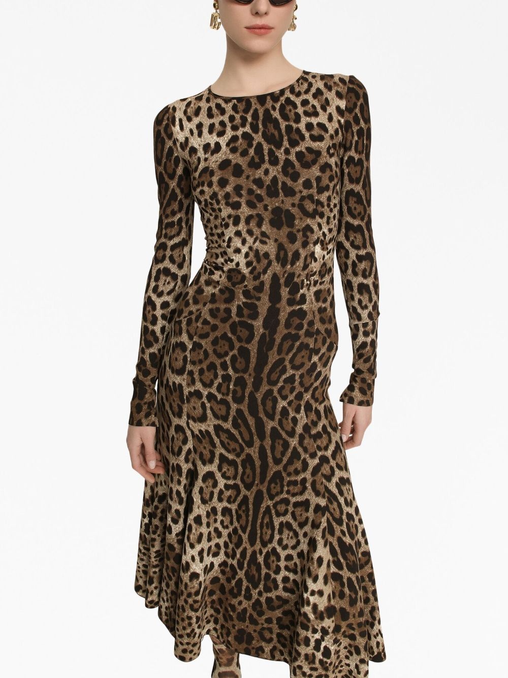 leopard-print midi dress - 5