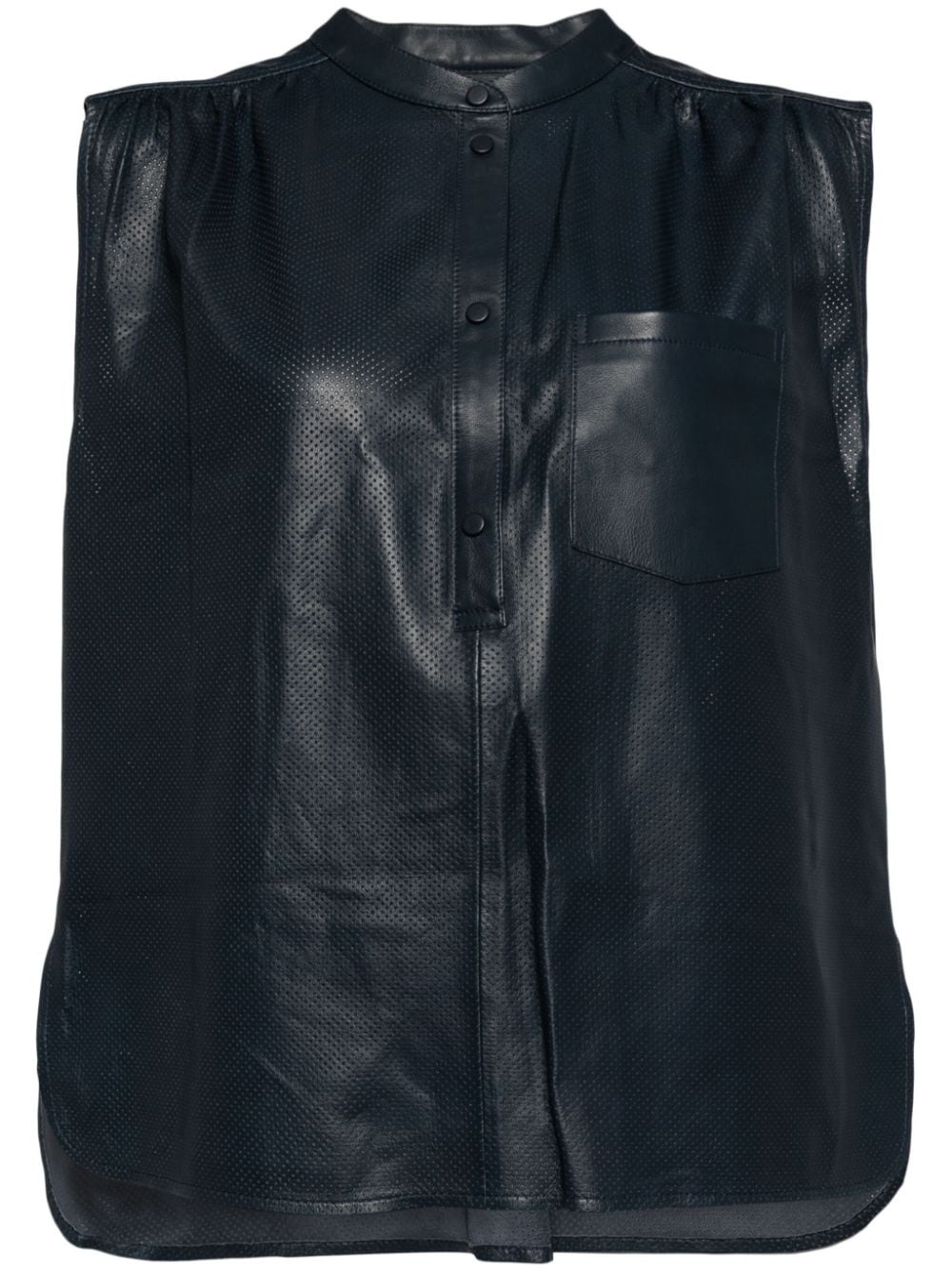 sleeveless leather blouse - 1