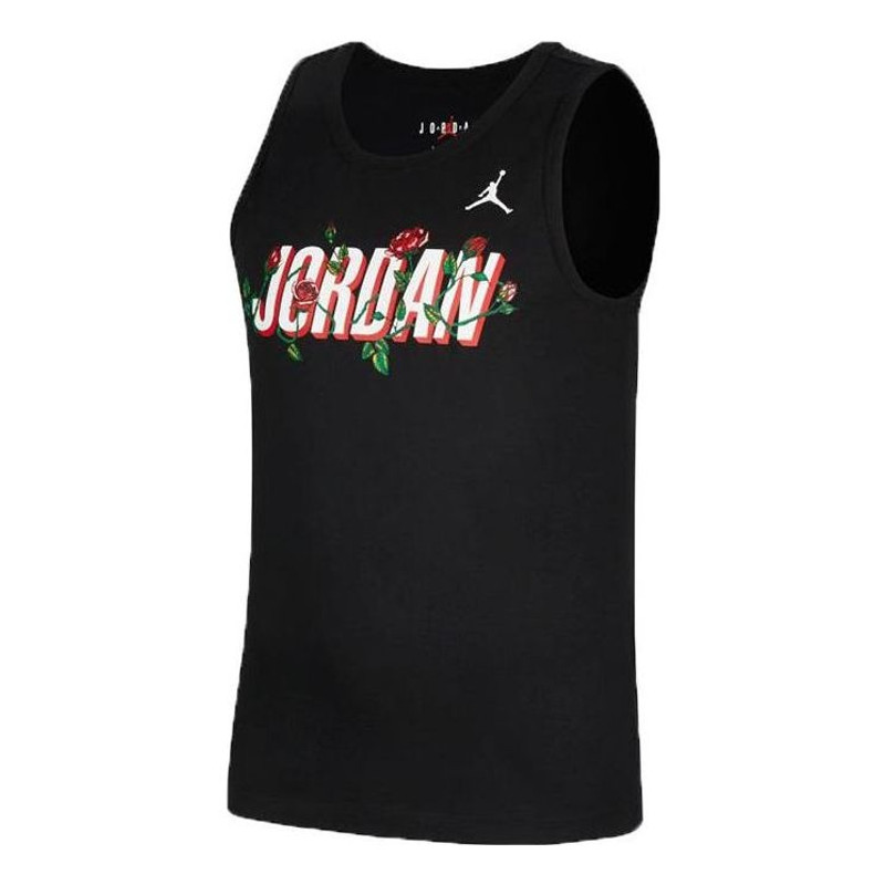 Men's Air Jordan Brand Sorry Rose Printing Logo No. 23 Sports Black Vest DR1417-010 - 1