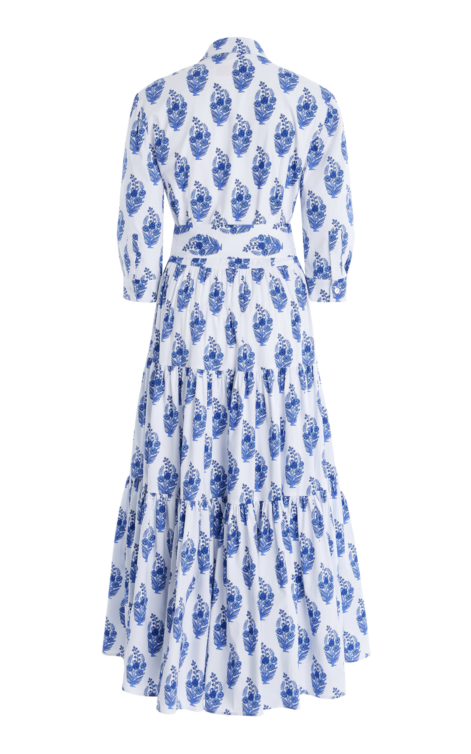 Tiered Stretch-Cotton Midi Shirt Dress white - 5