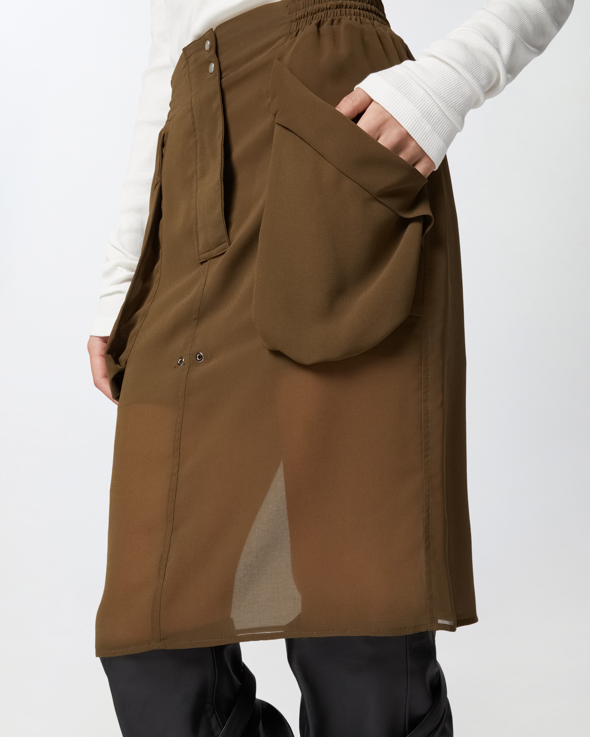 TRANSPARENT MIDI SKIRT WITH MAXI POCKETS - 5