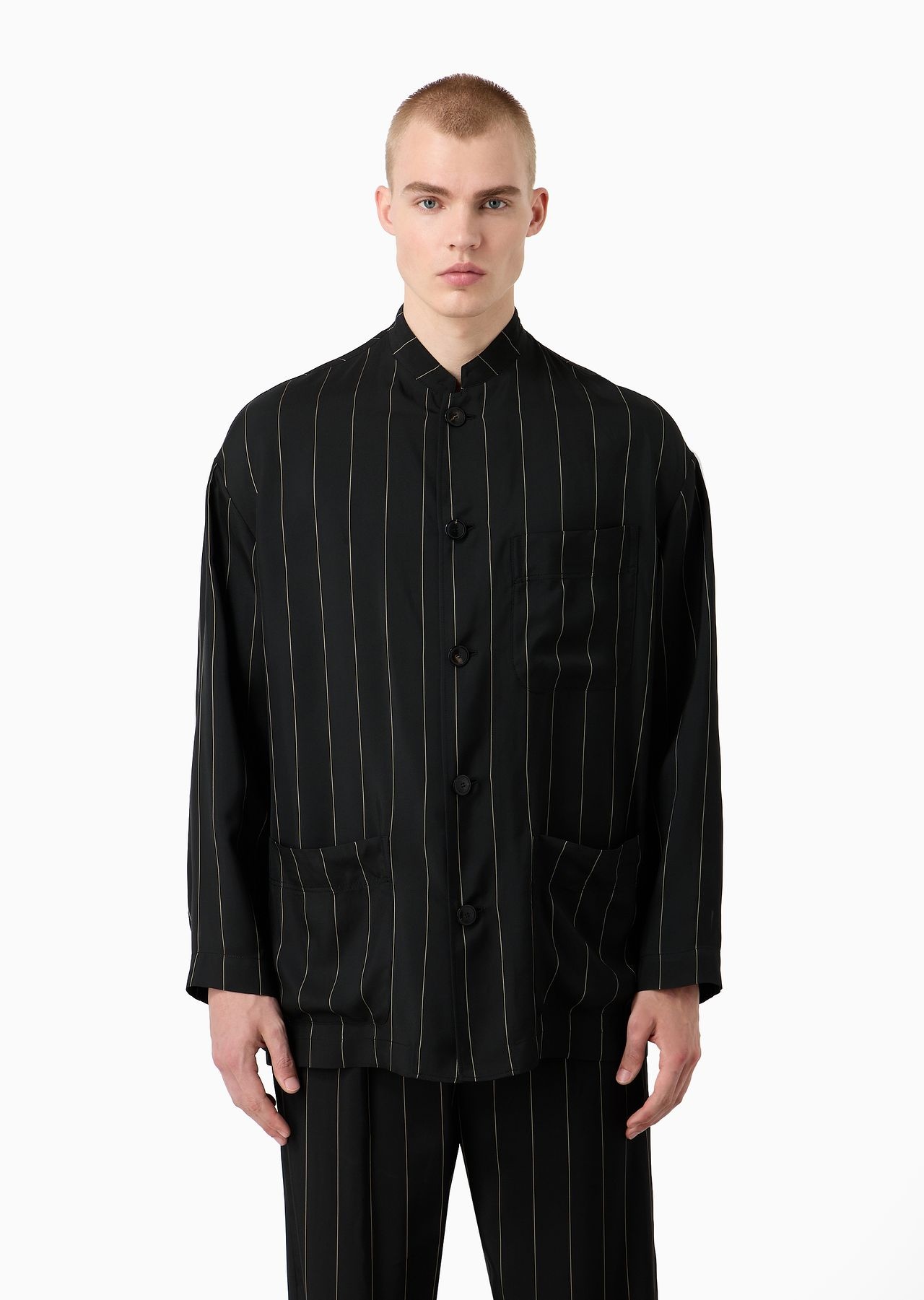 Single-breasted jacket in pinstriped viscose - 2