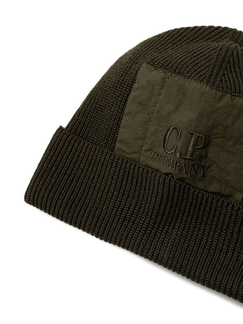 C.P. Company ribbed square-patch beanie hat outlook