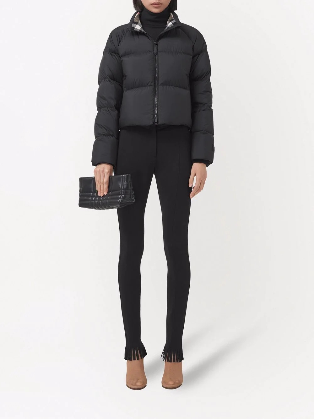 high-waisted fringed-edge leggings - 2