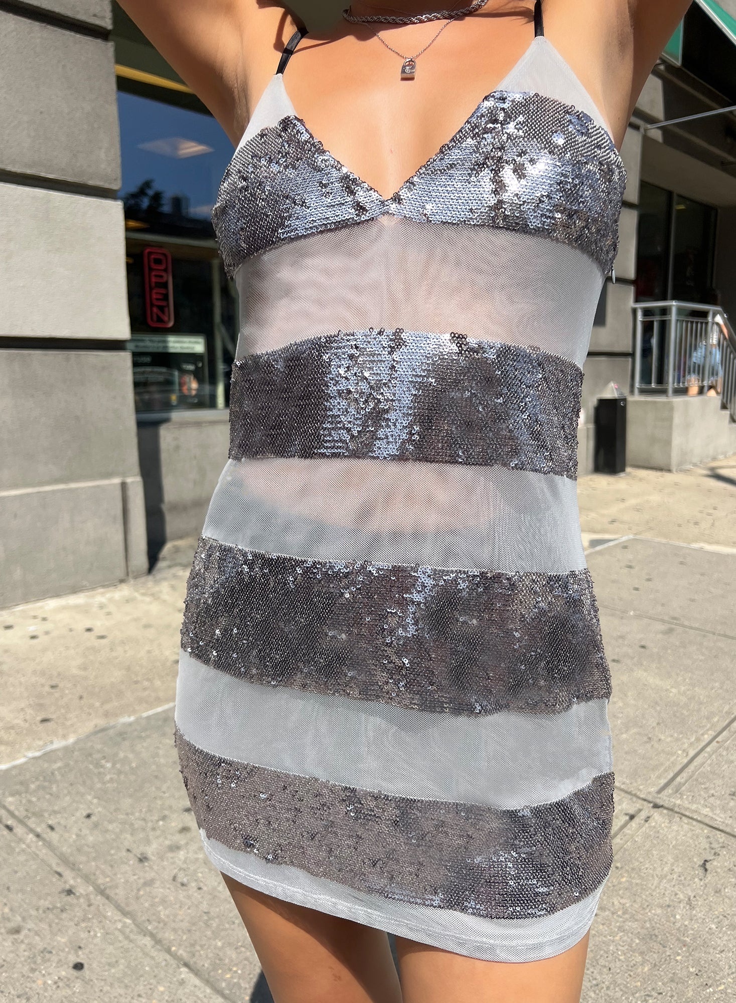 Sequin Stripe Mini Slip - 3