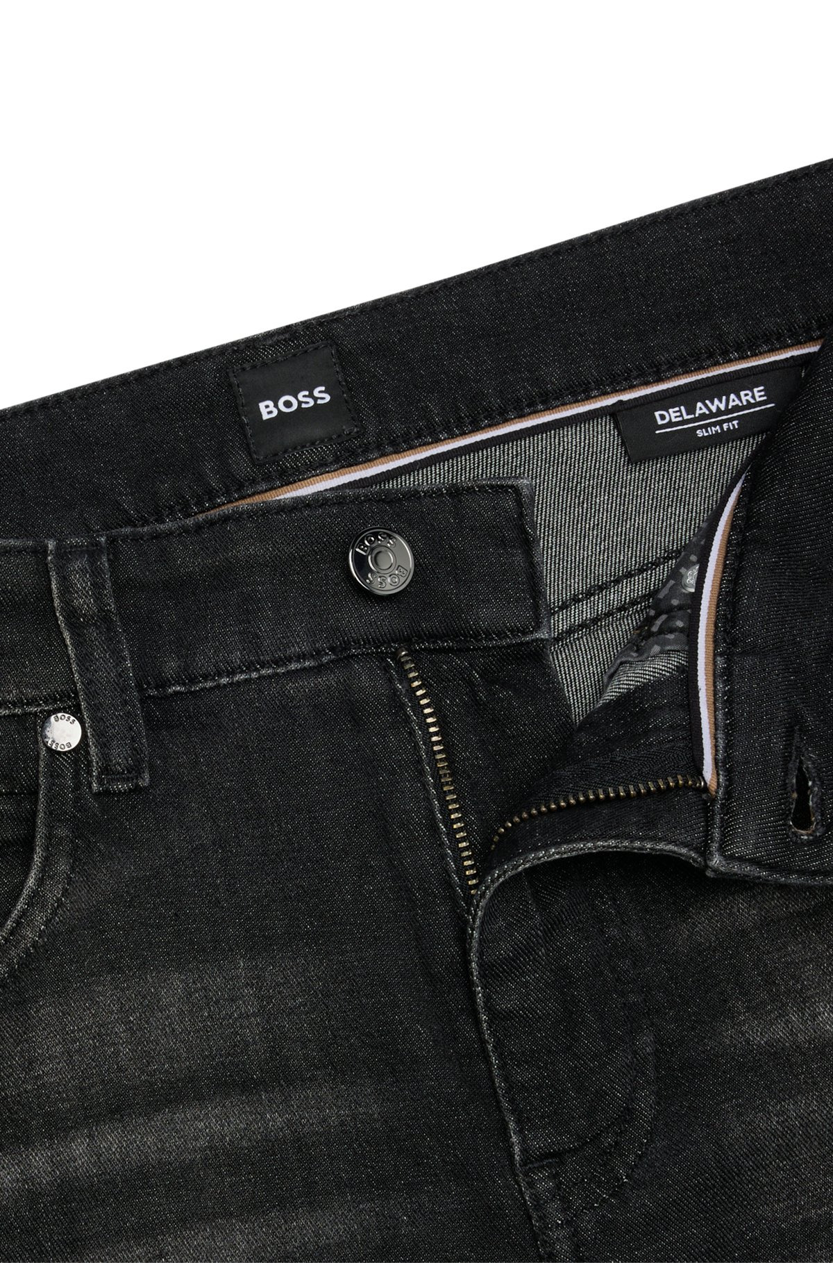 DELAWARE SLIM-FIT JEANS IN BLACK STRETCH DENIM - 6