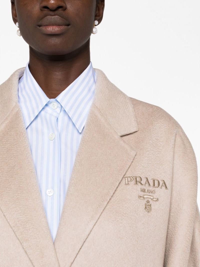 logo-embroidered cashmere coat 3