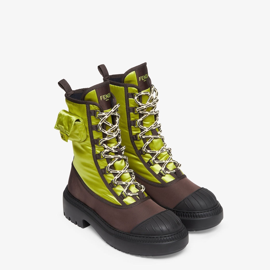 Acid green nylon biker boots - 4