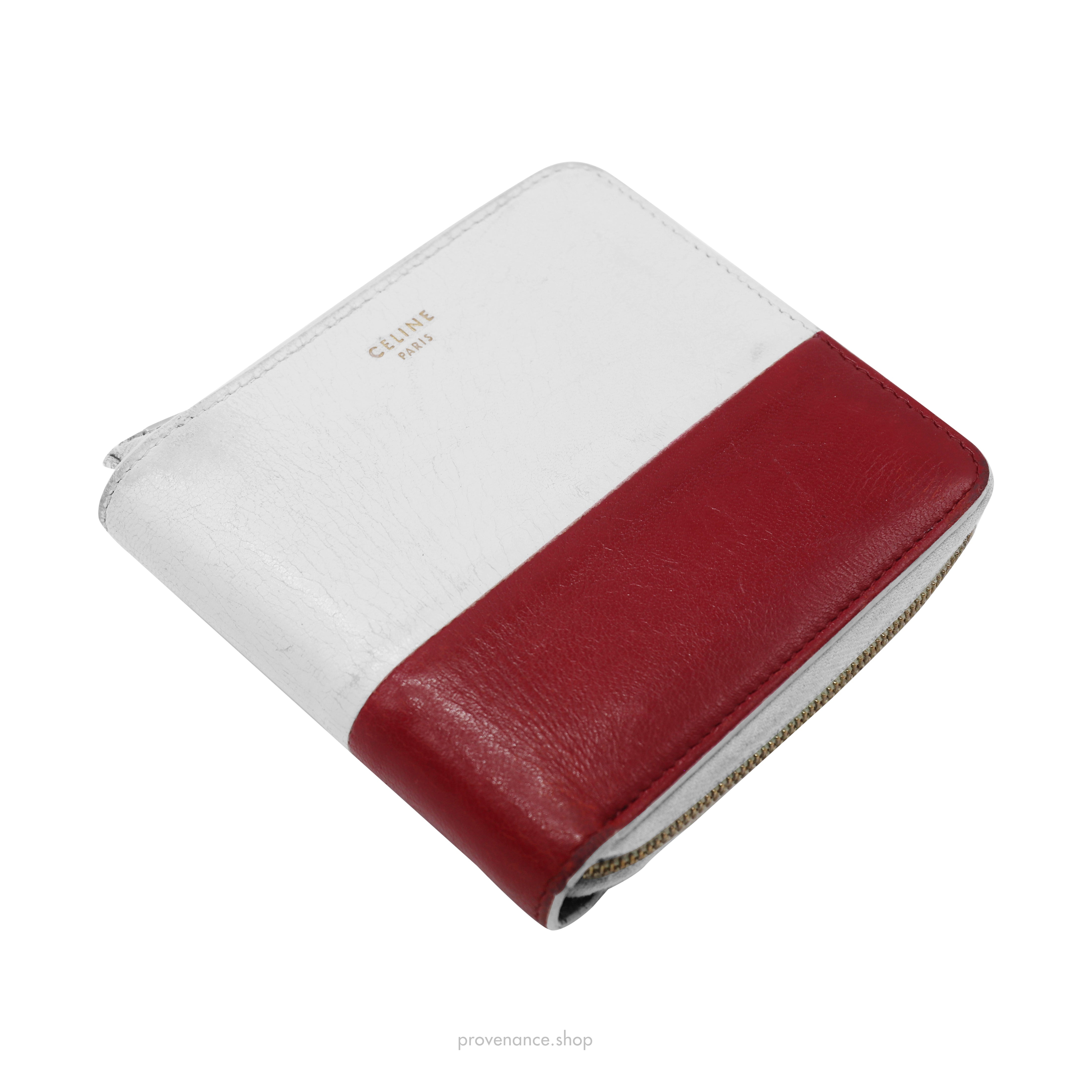 Celine Compact Zip Wallet - White/Red - 3