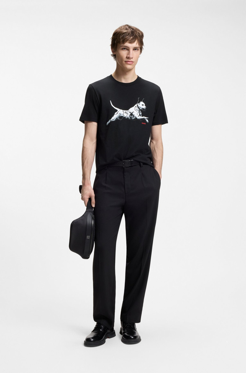 HUGO COTTON-JERSEY T-SHIRT WITH ANIMAL ARTWORK outlook
