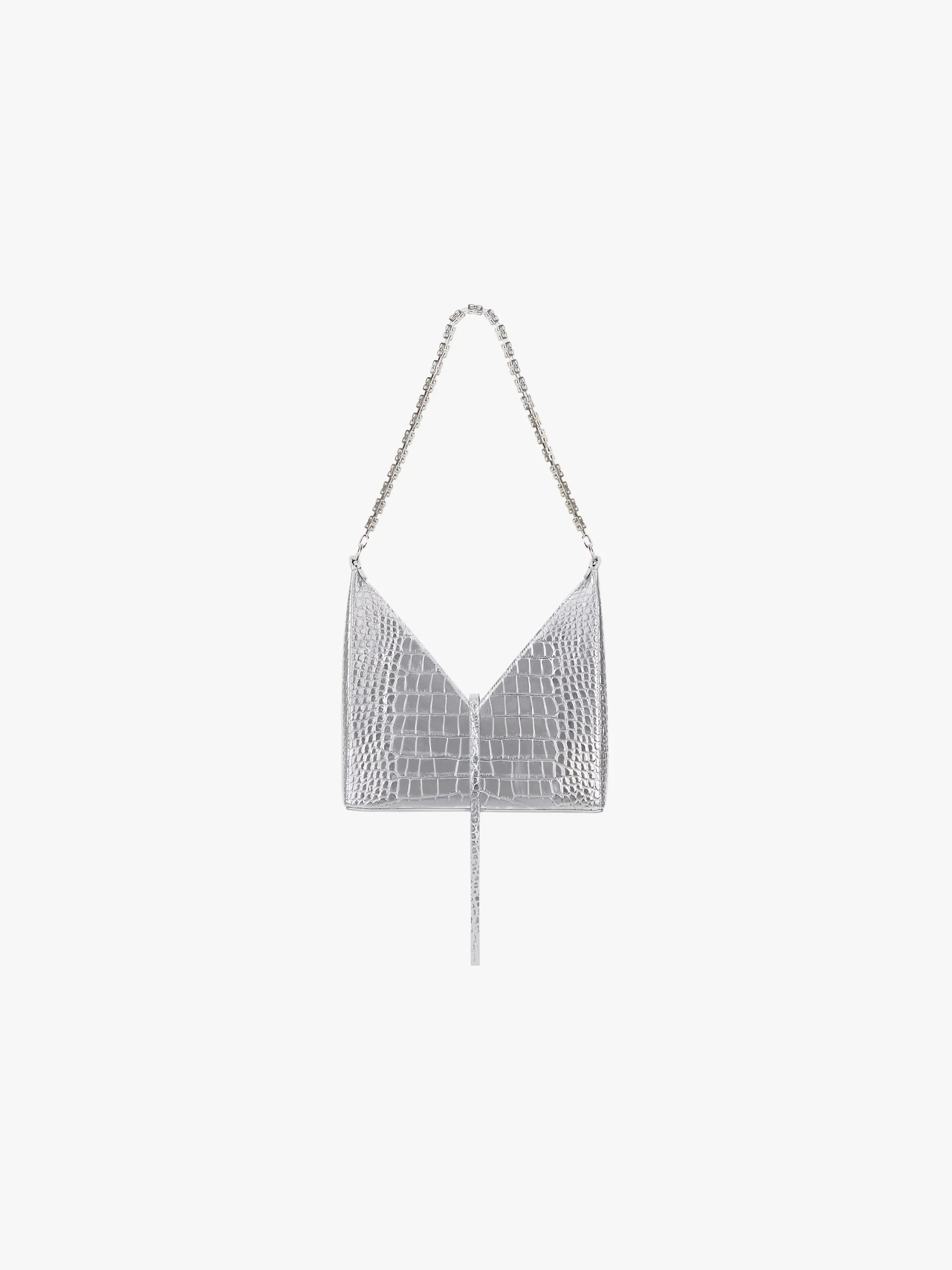 SMALL CUT OUT BAG IN CROCODILE EFFECT LEATHER WITH CHAIN - 4