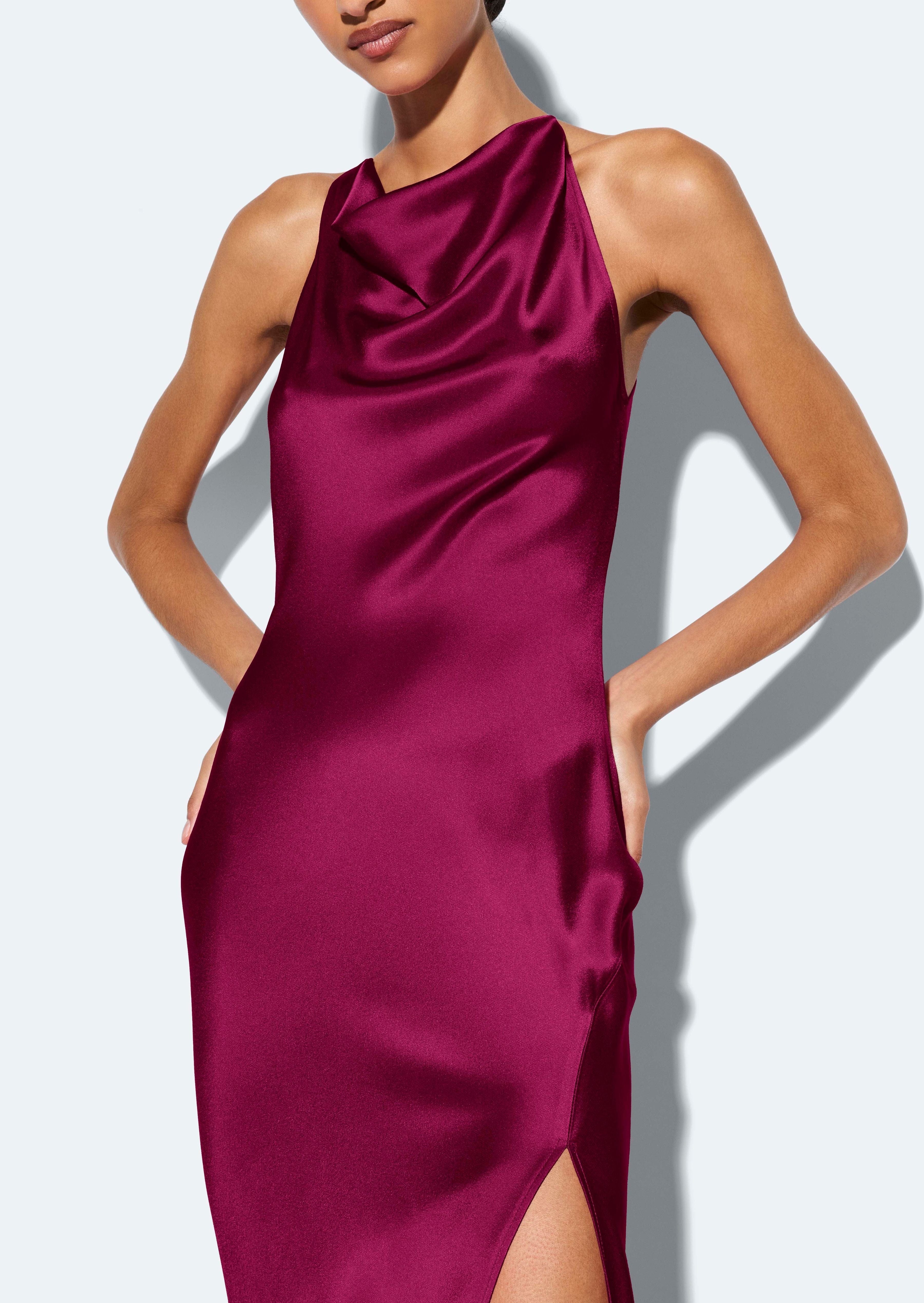 Satin Halter Gown - 4