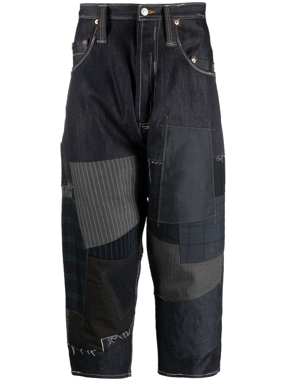 patchwork-design cropped trousers - 1