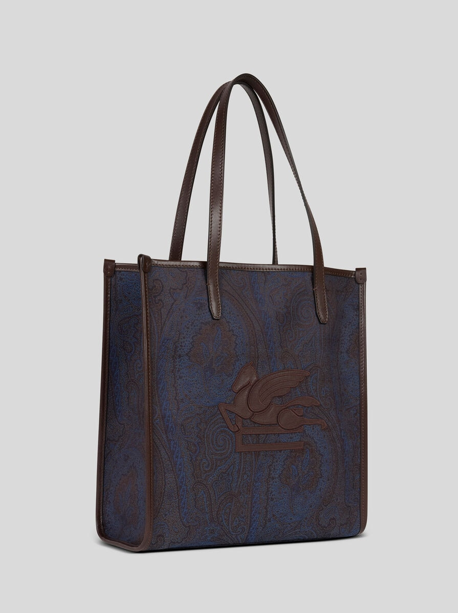 MEDIUM LOVE TROTTER BAG WITH BLUE PAISLEY MOTIF - 4